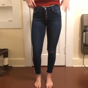 Free People dark wash open button fly jeans